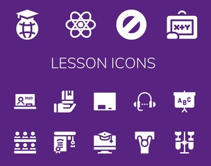 Modern Simple Set of lesson Vector filled Icons