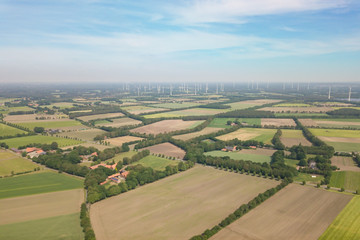 Countryside with fields and windmills in Germany