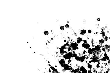 Black ink textures splatter on white background