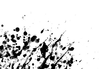 Fototapeta premium Black ink textures splatter on white background