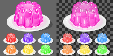 Jelly of different colors on plate