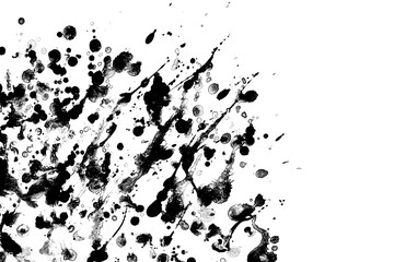Black ink textures splatter on white background