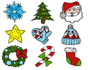 set of christmas icons