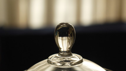 glass on wooden table