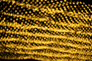 Yellow Christmas Lights Bokeh Background.