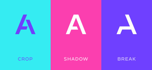 Set of letter A minimal logo icon design template elements