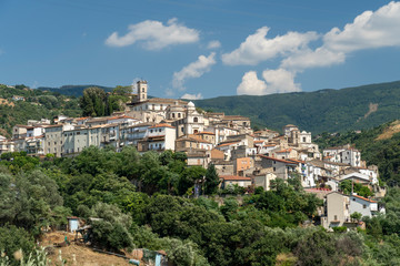 Fototapeta na wymiar Panoramic view of Luzzi, historic village in Calabria, Southern Italy