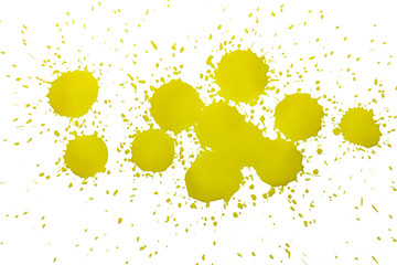 Yellow water color spot spread on white background