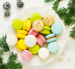 French pastry makaron. Selective focus.