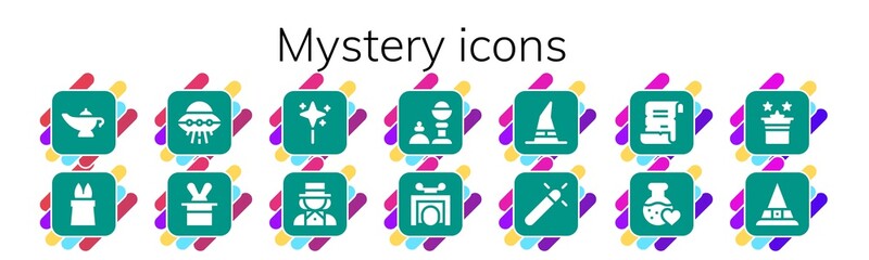 Modern Simple Set of mystery Vector filled Icons