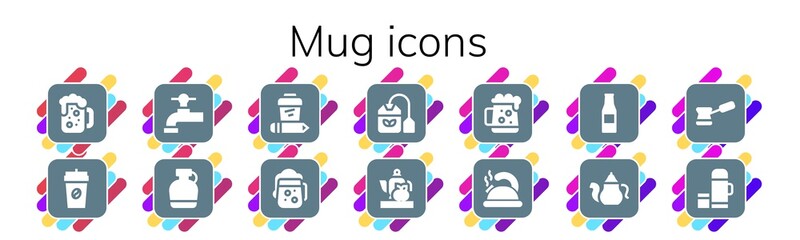 Modern Simple Set of mug Vector filled Icons