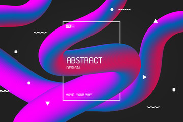 Abstract colorful stripe line of free shape design motion effect decoration on dark background. illustration vector eps10