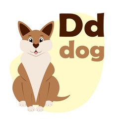 ABC Alphabet illustration. Vector cute kids animal alphabet. Letter D. Cute cartoon dog.