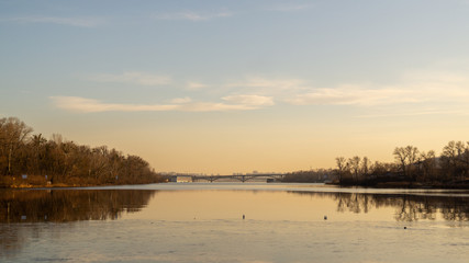 sunset over the lake