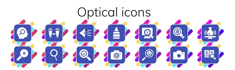 Modern Simple Set of optical Vector filled Icons