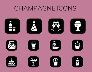 champagne icon set