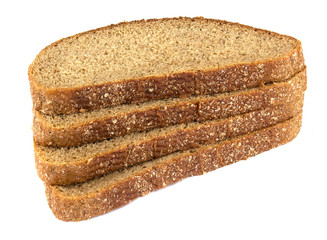 sliced of rye bread, isolated on a white background