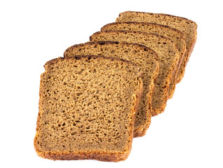 sliced of rye bread, isolated on a white background