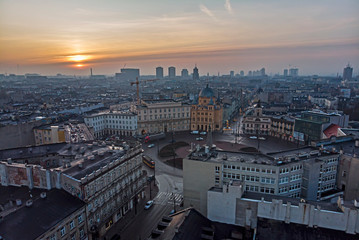 Łódź- widok na Plac Wolności.	