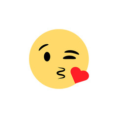 Kissing face,blowing kiss social media emoji,emoticon isolated on a white background.