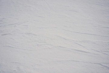 Snow rolled by skiers on a ski run