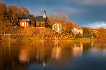 Obraz premium Kirche Stiege im Harz Abendlicht Sonnenuntergang