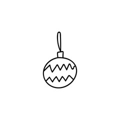 Hand drawn doodle style Christmas tree ornament, bauble, decoration for greeting card, posters, planners, patterns.