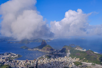 Aerial panoramic view of Rio de Janeiro from Corcovado, Brazil