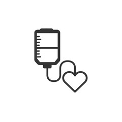 Infuse line icon on white background. Editable stroke. Blood bag icon