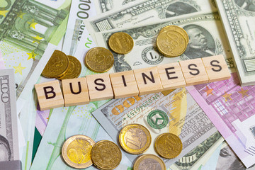 word text business on the money banknotes background