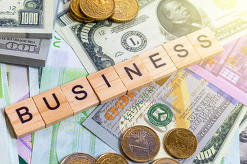 word text business on the money banknotes background