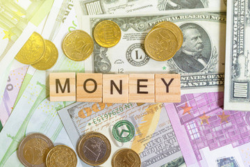 word text money on the money banknotes background