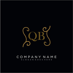 QB Initial logo. Ornament ampersand monogram golden logo