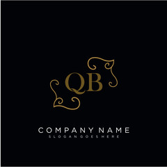 QB Initial logo. Ornament ampersand monogram golden logo