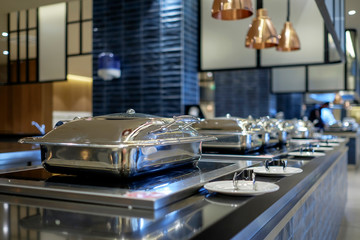 Professional kitchen equipment at buffet tables 3