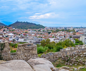 Panoramic view of Plovdiv City in summer 2
