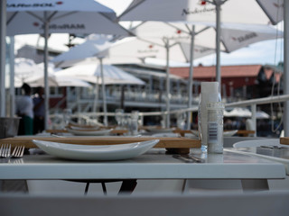 Fototapeta premium The dining table in V&A Water front , Cape Town, South Africa