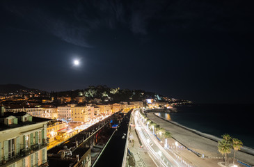 Full moon over the old town of Nice