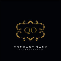 QO Initial logo. Ornament ampersand monogram golden logo