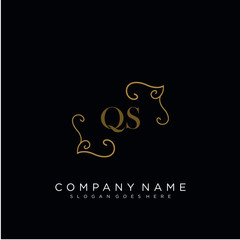 QS Initial logo. Ornament ampersand monogram golden logo
