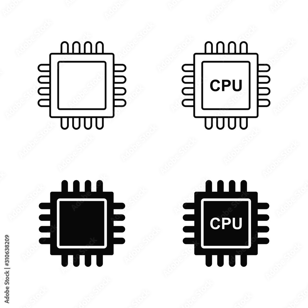 Poster computer processor isolated icon symbol