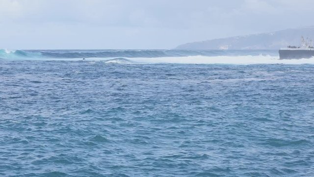 beautiful waves rolling on bule turquoise sea - breaking waves