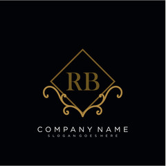 RB Initial logo. Ornament ampersand monogram golden logo
