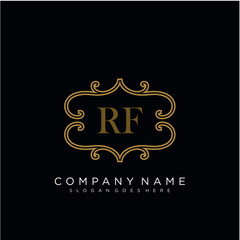 RF Initial logo. Ornament ampersand monogram golden logo