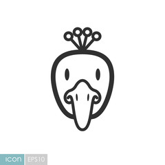 Peacock icon. Animal head vector