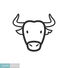 Spanish bull buffalo icon. Animal head vector