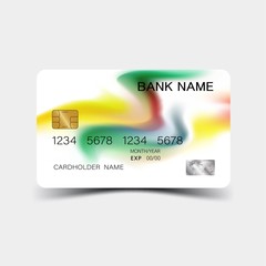 Colour credit card desing. And inspiration from abstract. On white background. Glossy plastic style. 