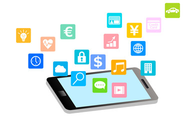 スマートフォンとアプリアイコンイメージ