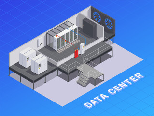 Data Center Isometric Composition 