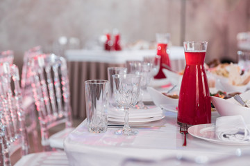 Table set for wedding or another catered event dinner